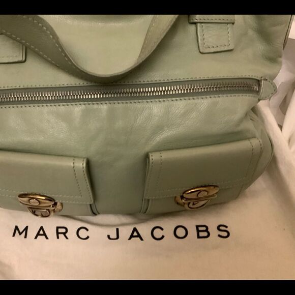 Marc Jacobs handbag Leather Green double handles front pockets - Picture 1 of 16